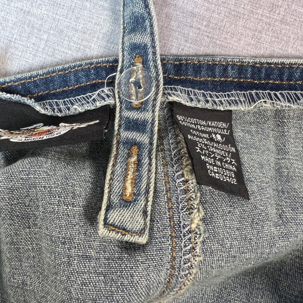 Vintage Y2K Harley Davidson Womens Denim Corset Top Zip Front Lace Up Back Large - Picture 10 of 10